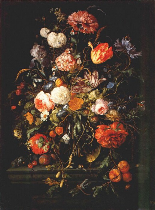 heem fruits beside a glass vase 17th-c. Корнелис де Хем