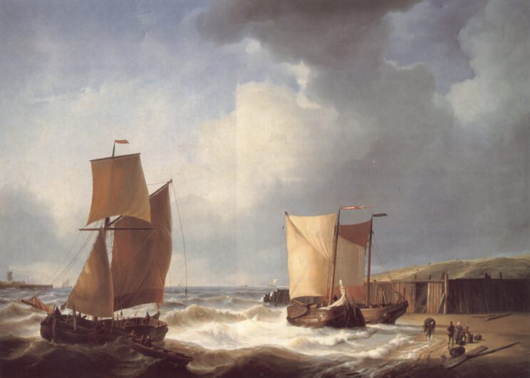 Fisherfolk and Ships by the Coast. Abraham Hulk