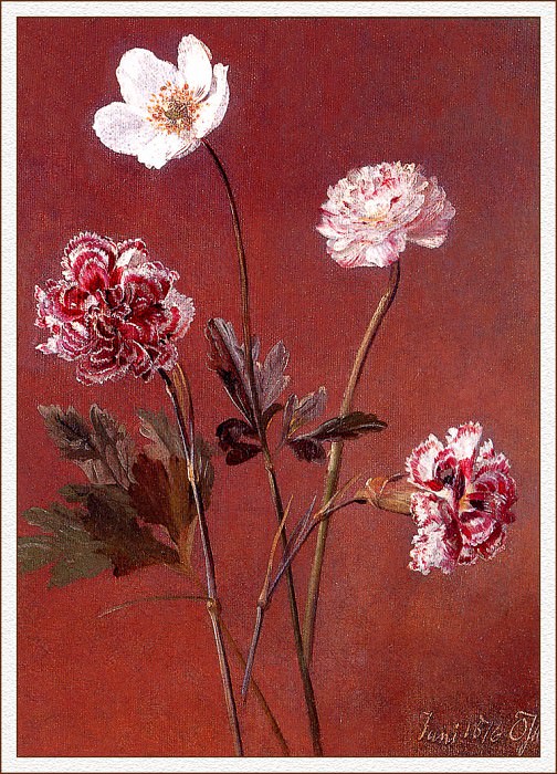 bs-flo- Oluf August Hermansen- A Peony Pinks And An Anemone. Olaf August Hermansen