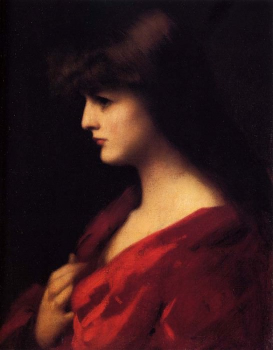 Study Of A Woman In Red. Jean-Jacques Henner