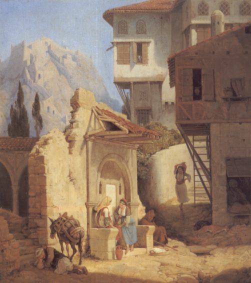 Greek Peasant Women By A Well. Peter Von Hess