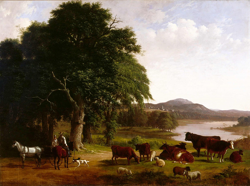 Mr. Faxon and a Friend At the Old Mill Dam, Boston. Thomas Hewes Hinckley