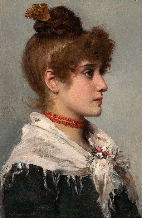 A Young Venetian Woman in Profile. Cecil Van Haanen