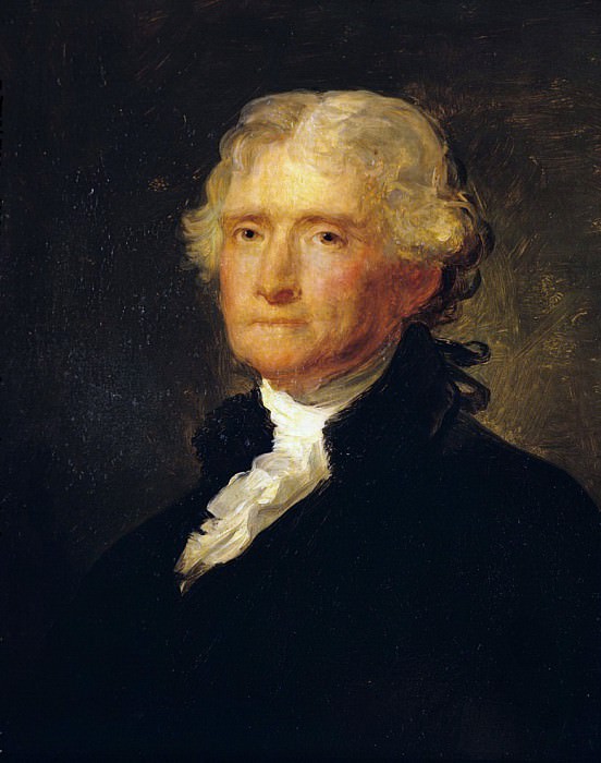 Portrait of Thomas Jefferson after a painting by Gilbert Stuart (1755-1828). George Peter Alexander Healy