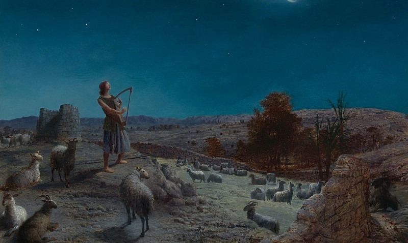 Давид, будущий царь Израиля, во времена работы пастырем в Вифлееме. Джон Роджерс Герберт