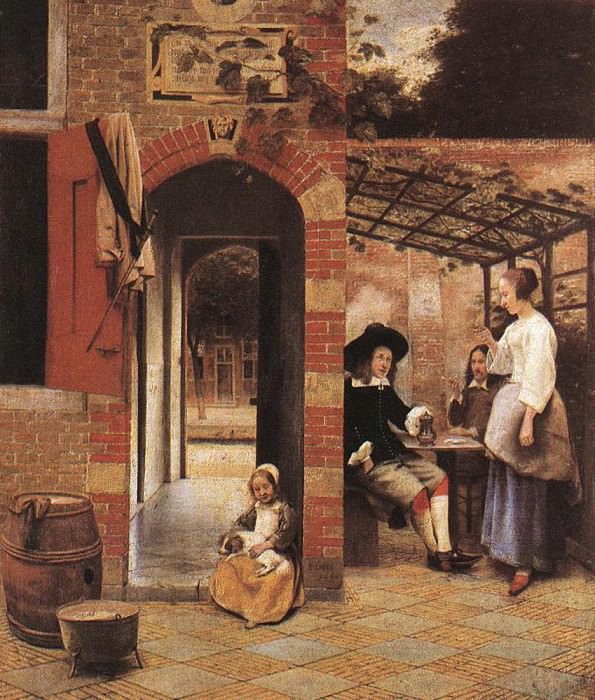 Drinkers in the Bower. Pieter de Hooch