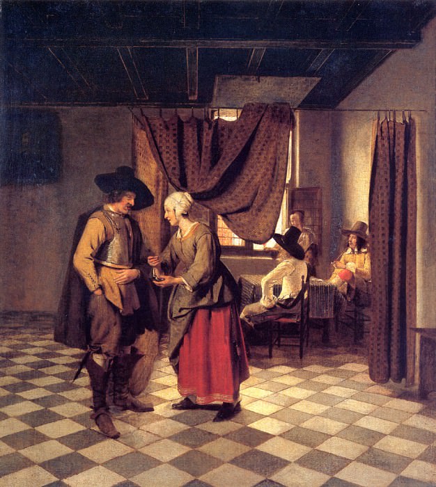 Paying the Hostess. Pieter de Hooch