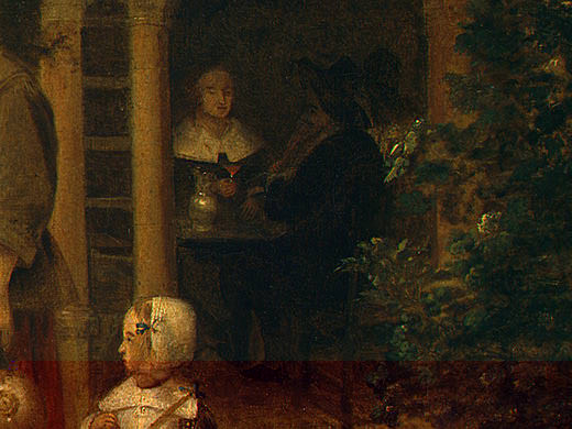 WOMAN AND CHILD IN A COURTYARD, 1658-1660, DETALJ. Pieter de Hooch
