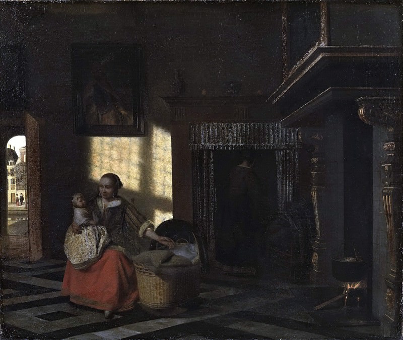 Interior with a Mother close to a Cradle. Pieter de Hooch