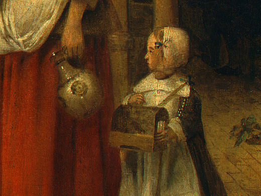 WOMAN AND CHILD IN A COURTYARD, 1658-1660, DETALJ. Pieter de Hooch