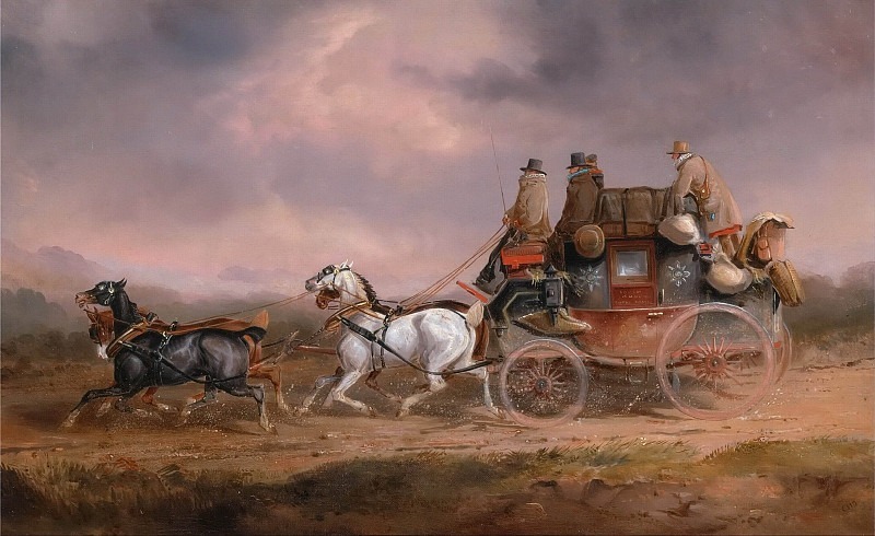 Mail Coaches on the Road- the Louth-London Royal Mail progressing at Speed. Charles Cooper Henderson