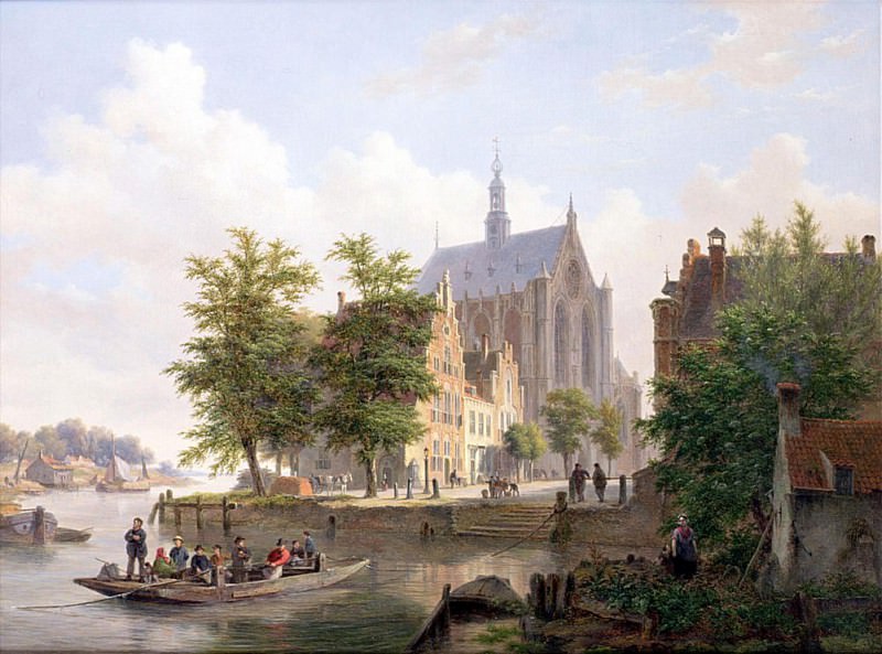 Ferry Crossing a Canal in Haarlem. Bartholomeus Johannes Van Hove