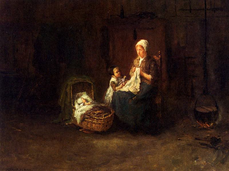 A Mother And Her Children In An Interior. Bernard De Hook