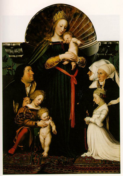 THE VIRGIN AND CHILD WITH THE FAMILY OF BURGOMASTER. Hans The Younger Holbein