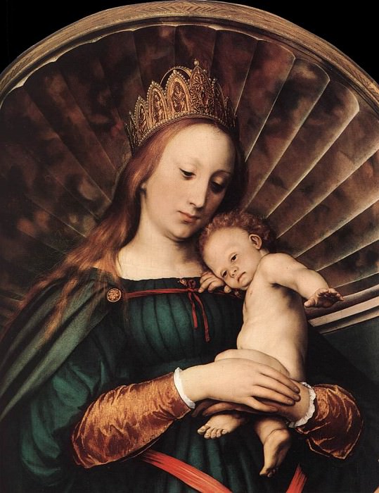 Darmstadt Madonna detail. Hans The Younger Holbein