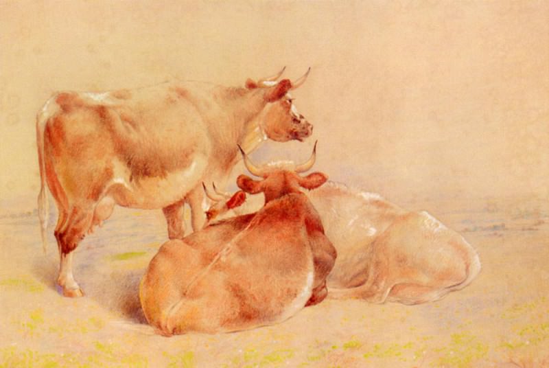 Huggins William Cattle Resting(2). Уильям Джон Хаггинс