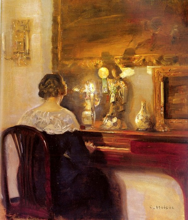 A Lady Playing The Spinet. Carl Vilhelm Holsoe