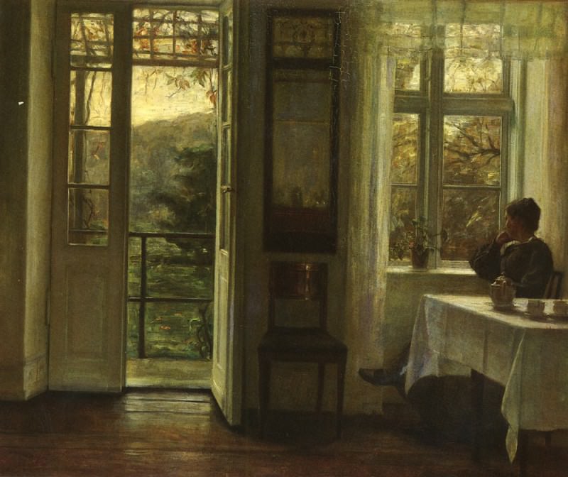 At The Window O C 82 by 90.1 cm. Carl Vilhelm Holsoe