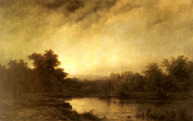 Haanen Remigius Adrianus Van A River Landscape. Cornelis Cornelisz Van Haarlem
