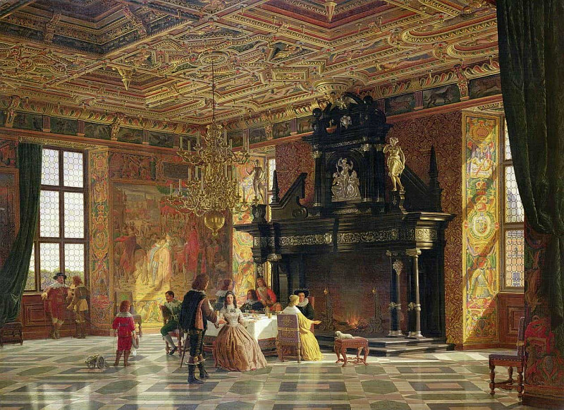 Interior of the Knight’s Hall, Palace of Fredericksborg, near Copenhagen. Heinrich Hansen