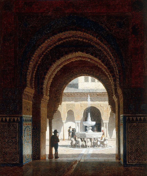 Figures In The Courtyard Of A Moorish Building. Heinrich Hansen