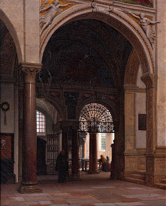 The interior of the church of Santa Maria Sopra Minerva in Rome. Heinrich Hansen