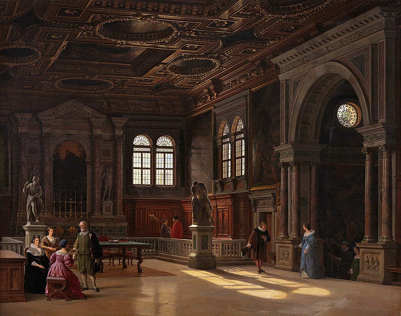 Interior from Scoula St. Rocco, Venice. Heinrich Hansen