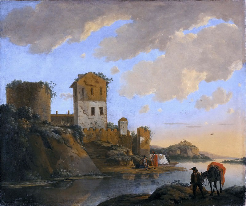Italian River Landscape with Ruins