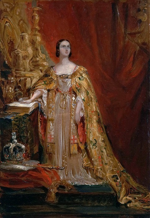 Королева Виктория принимает коронационную присягу 28 июня 1838 г.