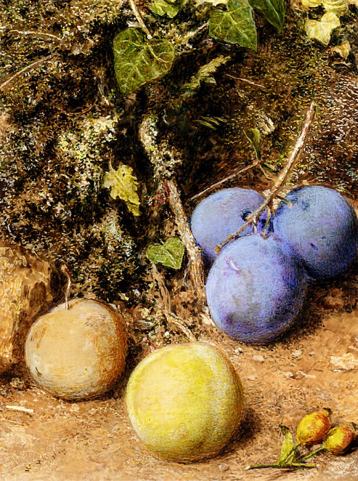 Hunt William Henry Still Life With Greengages And Plums On A Mossy Bank. William Henry Hunt