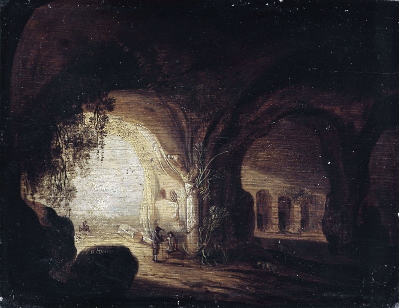 Cave interior with figures. Gerard Hoet il Vecchio