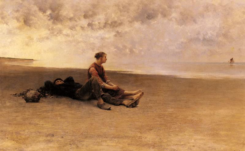 Hagborg August Wilhelm Nikolaus Daydreaming On The Beach. Август Вильгельм Николаус Хагборг