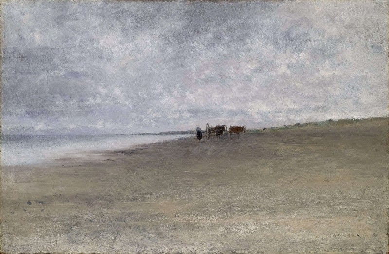 Hazy Weather by the Sea. August Wilhelm Nikolaus Hagborg