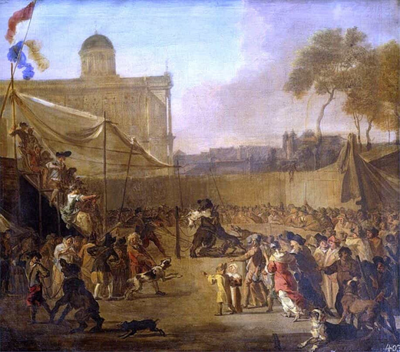 A Crowd Watching Bear-Baiting in a Town Square. Abraham Hondius