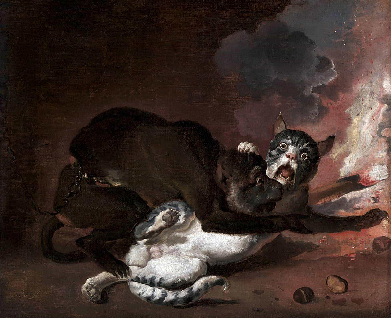 The Monkey and the Cat. Abraham Hondius