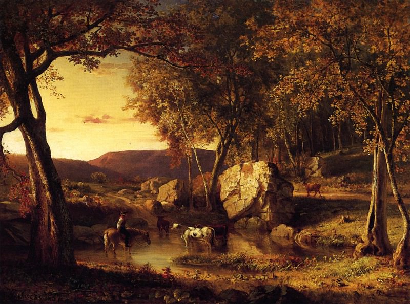 Summer Days Cattle Drinking Late Summer Early Autumn. George Inness