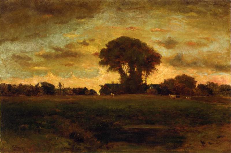 Sunset on a Meadow. George Inness