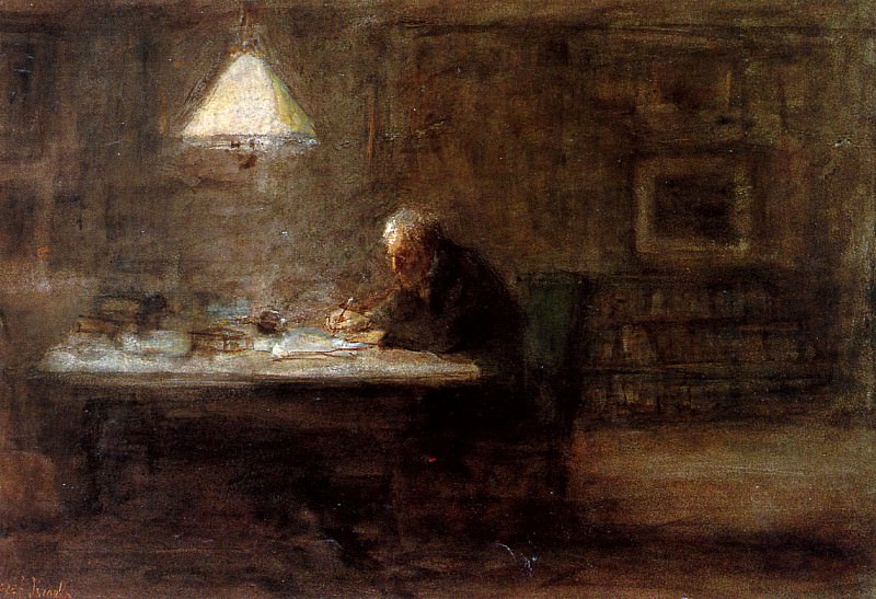 Writing man at the table. Jozef Israels