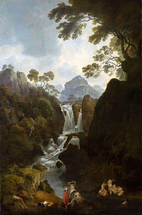 A Waterfall with Bathers