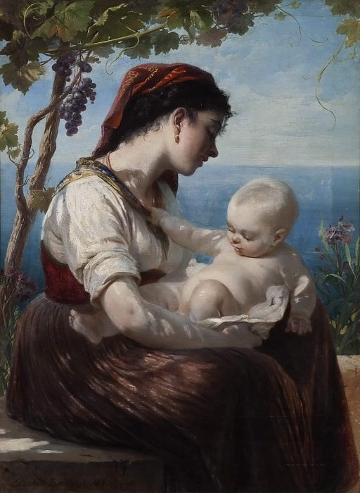 Молодая мать и ее ребенок. Элизабет Анна Мария Йерихау-Бауман