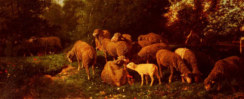Les Moutons Dans Le Sous-Bios. Charles Emile Jacque