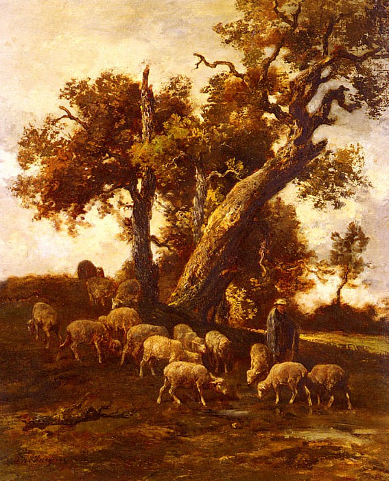 Sheep At Pasture. Charles Emile Jacque