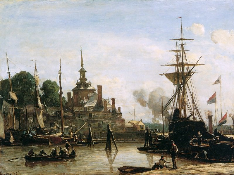 Вид на роттердамскую гавань. Йохан Бартолд Йонгкинд