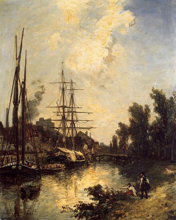 Boats Dockside. Johan Barthold Jongkind