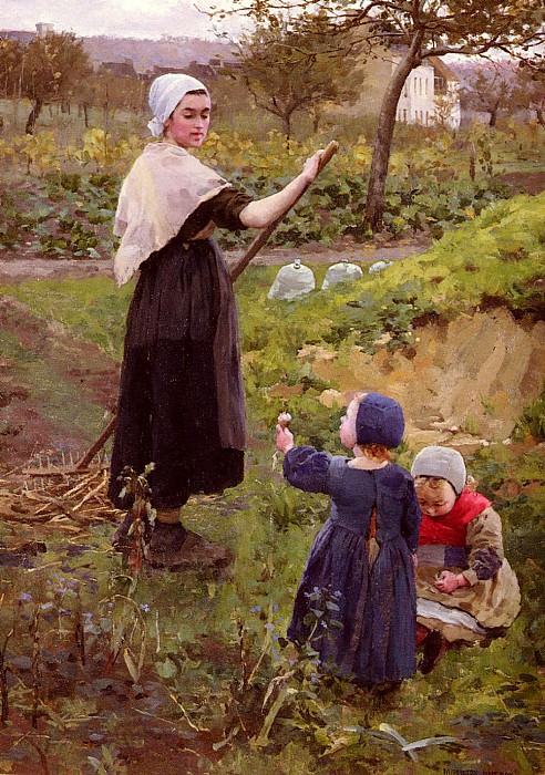 Jameson Middleton A Mother With Her Daughters In The Kitchen Garden. Миддлтон Джеймсон