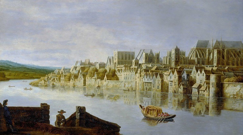 The Thames at Westminster Stairs. Claude de Jongh