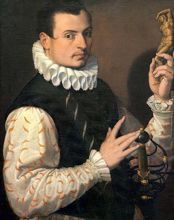 Porträt Eines Jungen Mannes Mit Statuette. Bartolomeo Passarotti