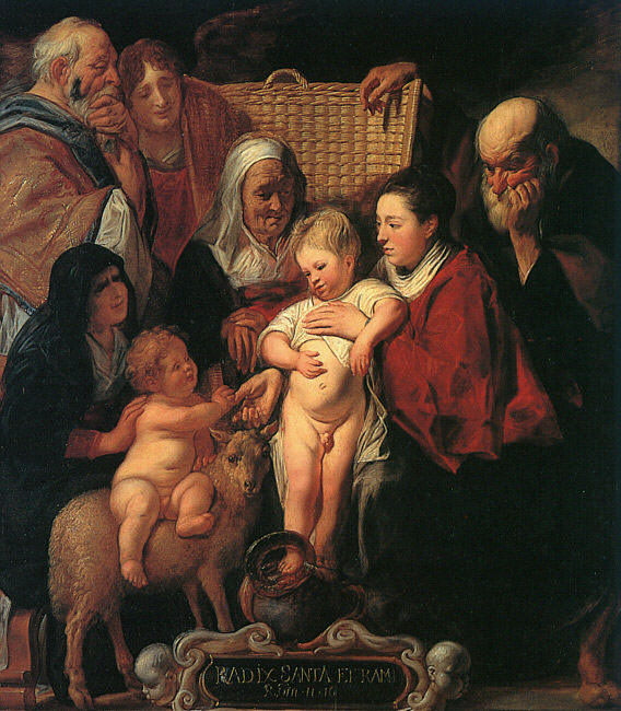 The Holy Family with St Anne The Young Baptist and his Parents. Jacob Jordaens