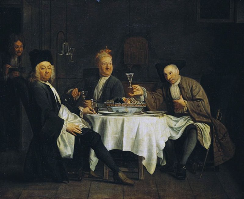 The Poet Alexis Piron (1689-1773) at the Table with his Friends Jean Joseph Vade (1720-1757) and Charles Colle. Étienne Jeaurat