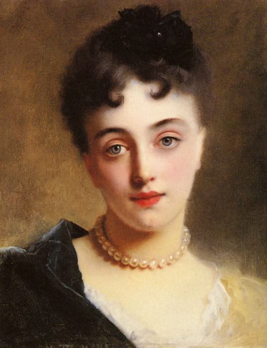 An Elegant Lady With Pearls. Gustave Jean Jacquet